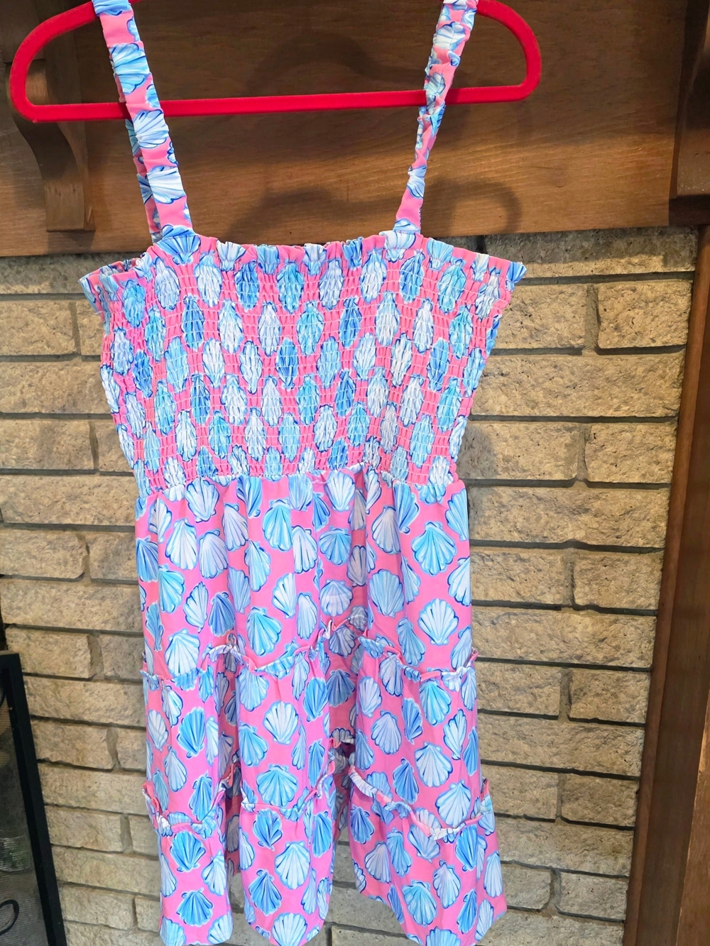 Simply Southern Pink and Blue Shell-Print Sundress - Picture 2 of 4